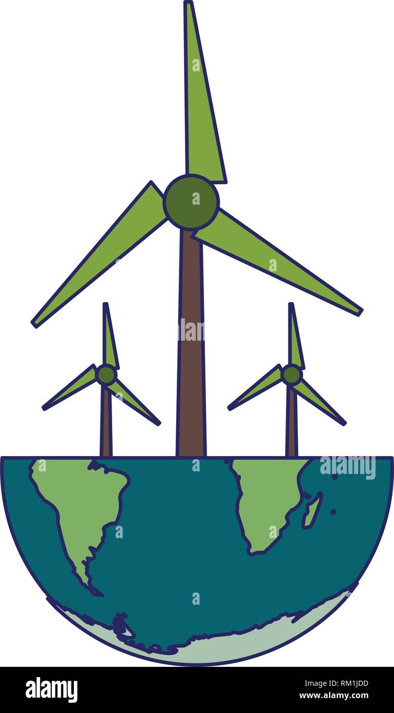 Wind turbine in world Stock Vector Image & Art - Alamy