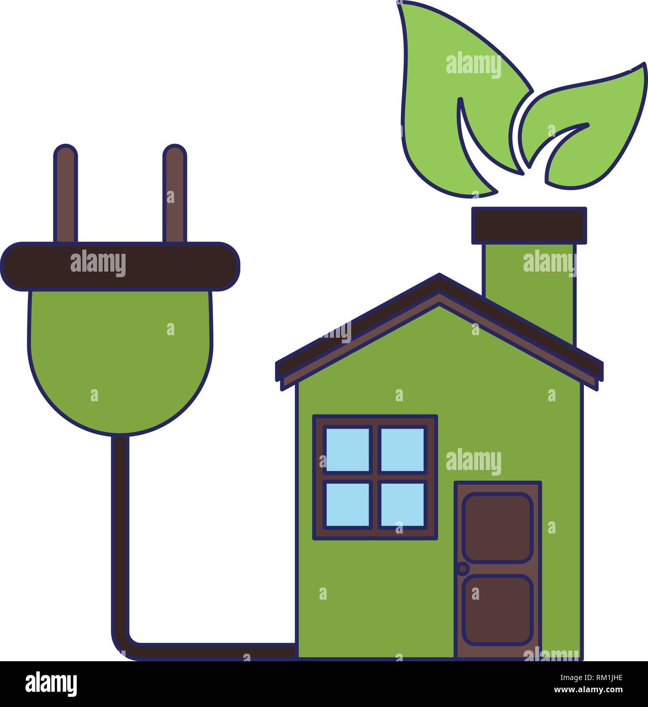 Eco house with leaf and electric plug Stock Vector Image & Art - Alamy