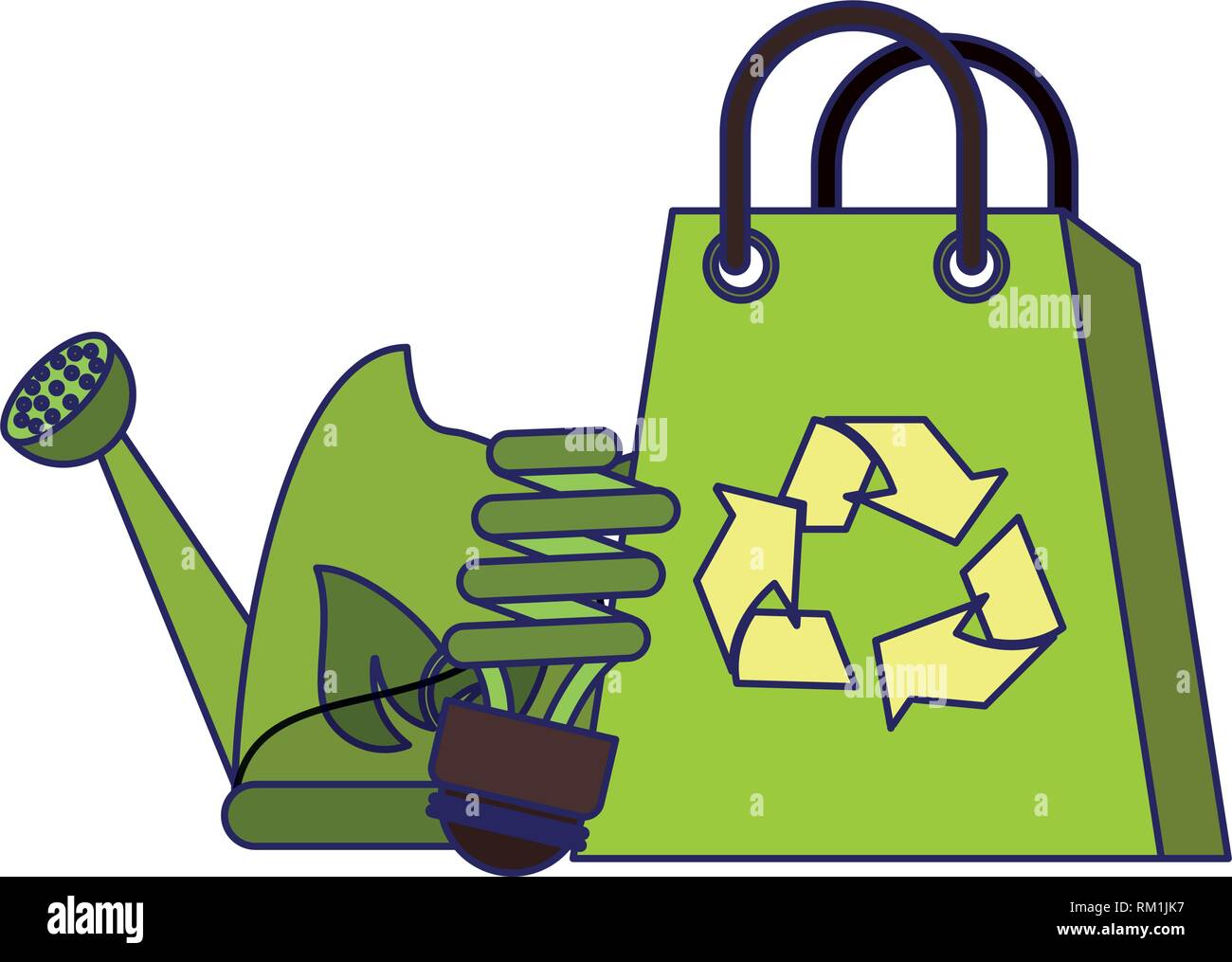 recycle bag with water can and saving bulb Stock Vector Image & Art Alamy