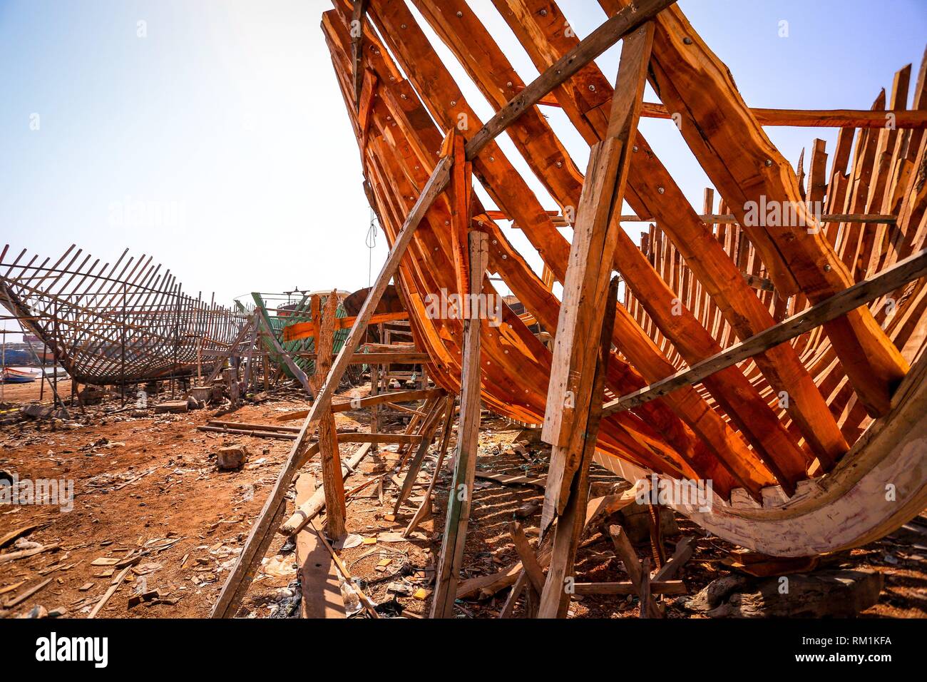 new wooden boats on a dry dock, ElBurullos, Kafr ElSheikh, Egypt, Africa Stock Photo Alamy