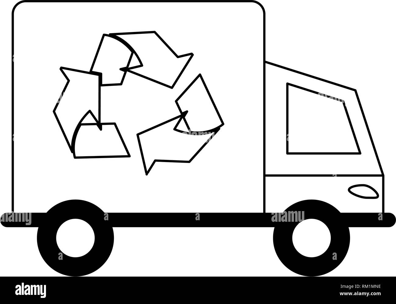Eco truck vehicle symbol in black and white Stock Vector Image & Art ...