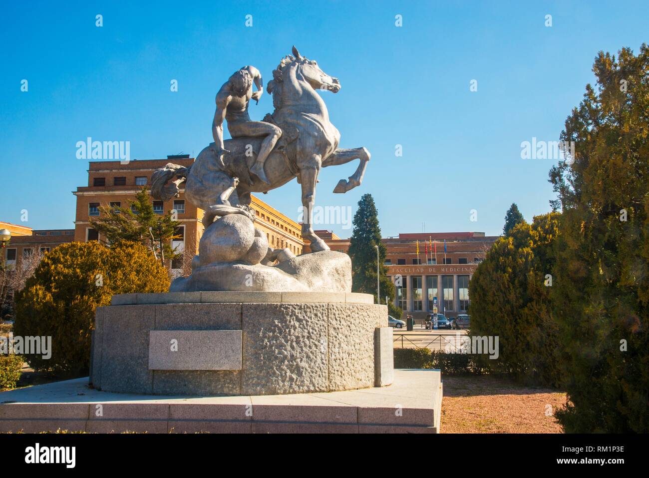 Los portadores de la antorcha, sculpture by Anna Hyatt Huntington. Ciudad Universitaria, Madrid, Spain. Stock Photo