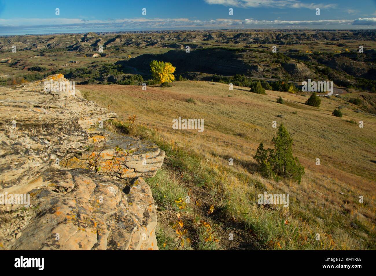 View from Buck Hill, Theodore Roosevelt National Park-South Unit, North Dakota. Stock Photo