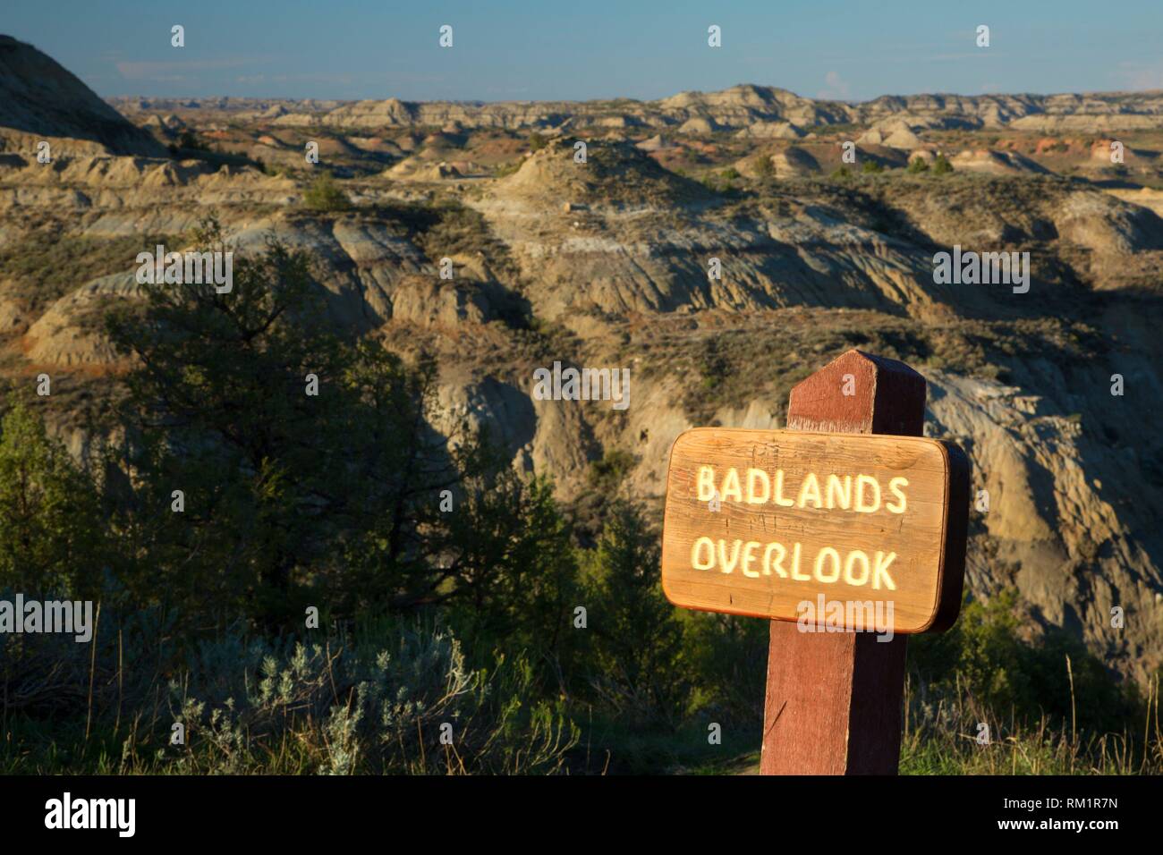 Badlands Overlook view, Theodore Roosevelt National Park-South Unit, North Dakota. Stock Photo
