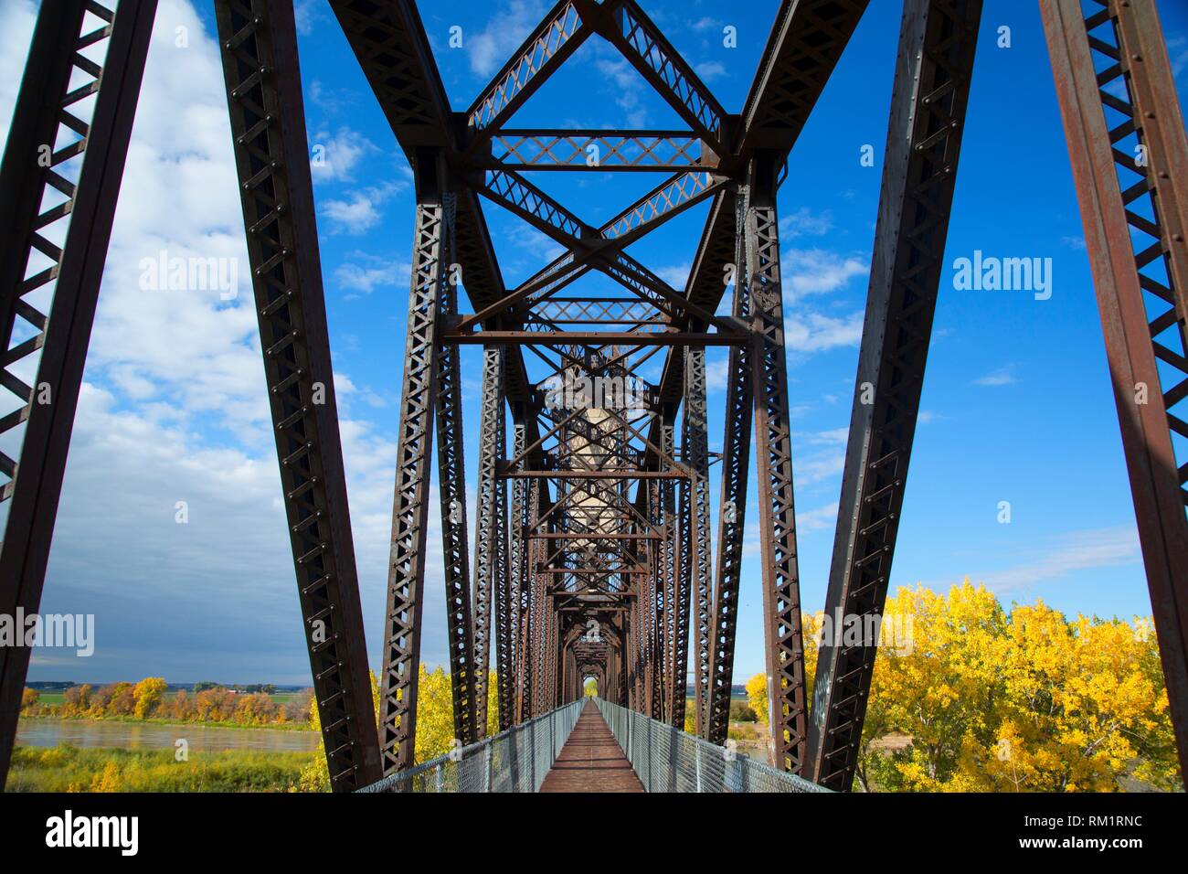 Fairview Bridge, Sundheim Park, McKenzie County, North Dakota. Stock Photo
