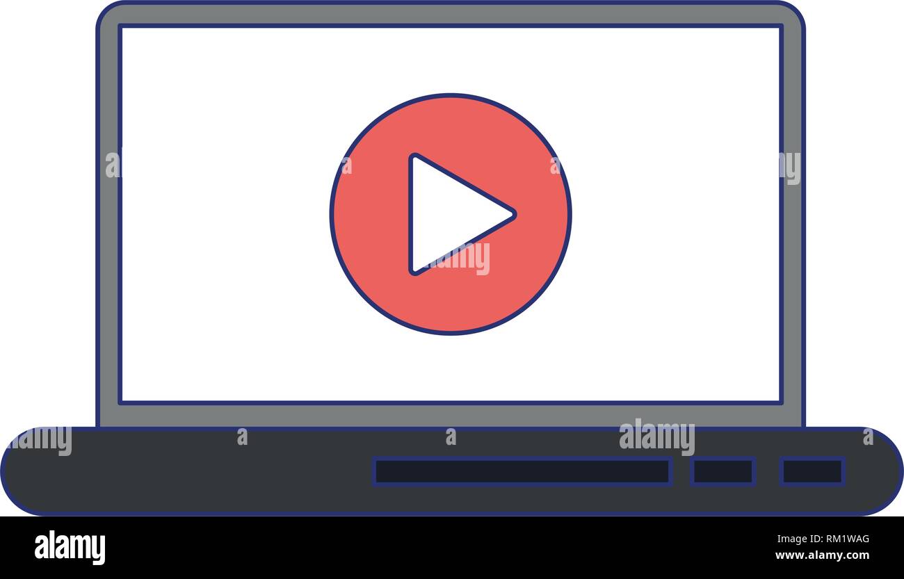 laptop with video player on screen Stock Vector Image & Art - Alamy