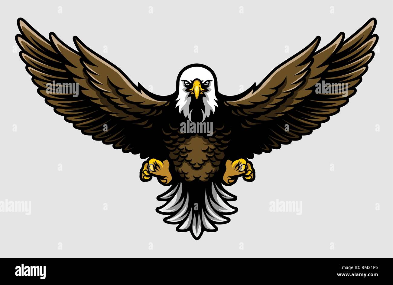 American Bald Eagle With Open Wings And Claws In Cartoon Style Stock Vector Image Art Alamy