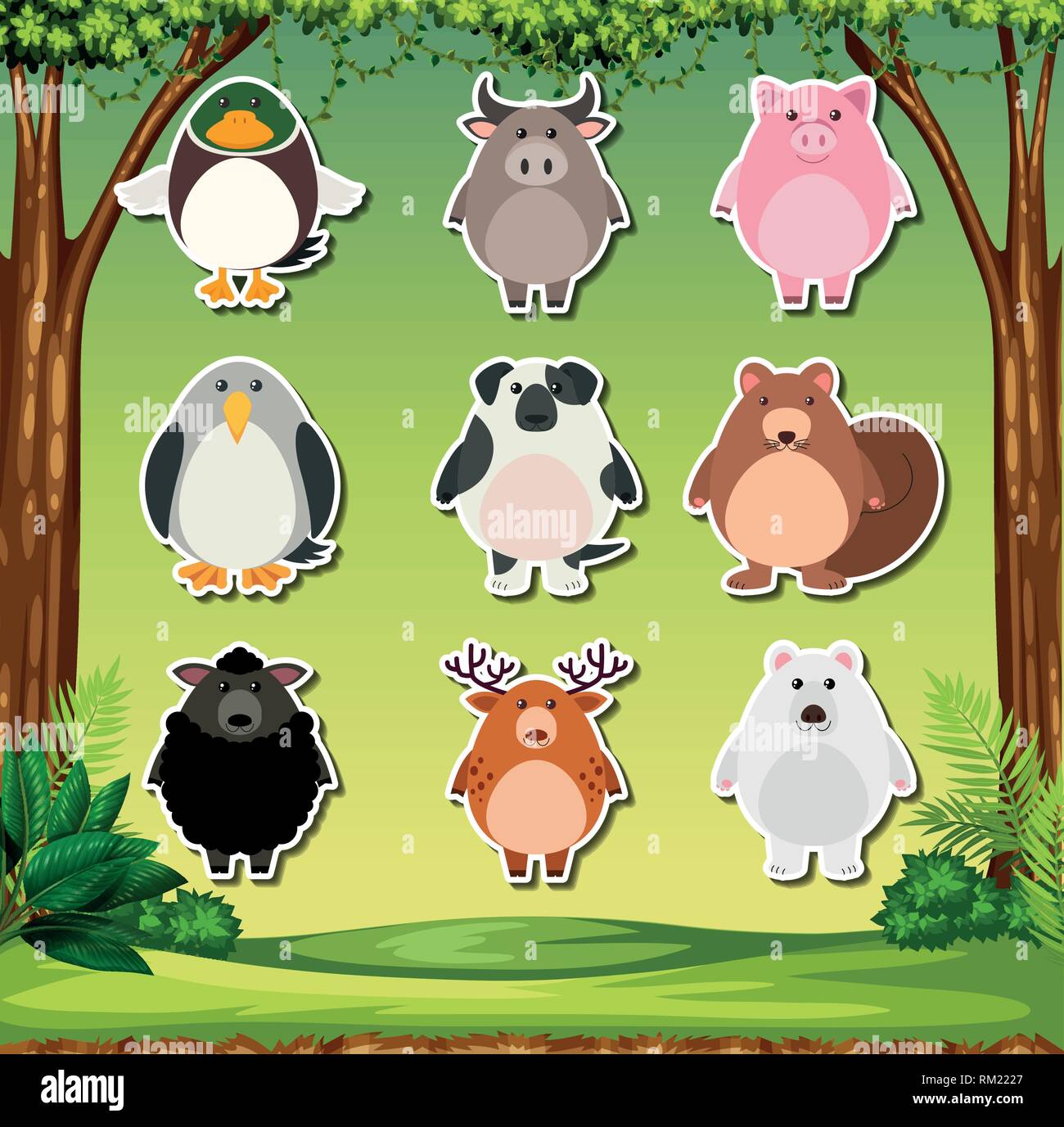 Set of animal stickers illustration Stock Vector Image & Art Alamy