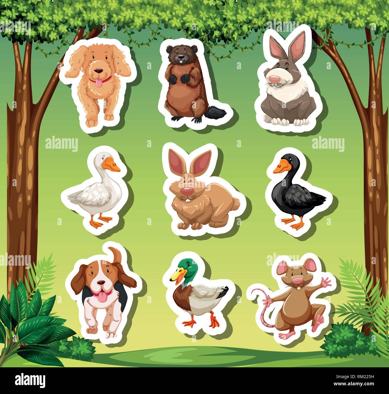 Set of animal sticker illustration Stock Vector Image & Art - Alamy
