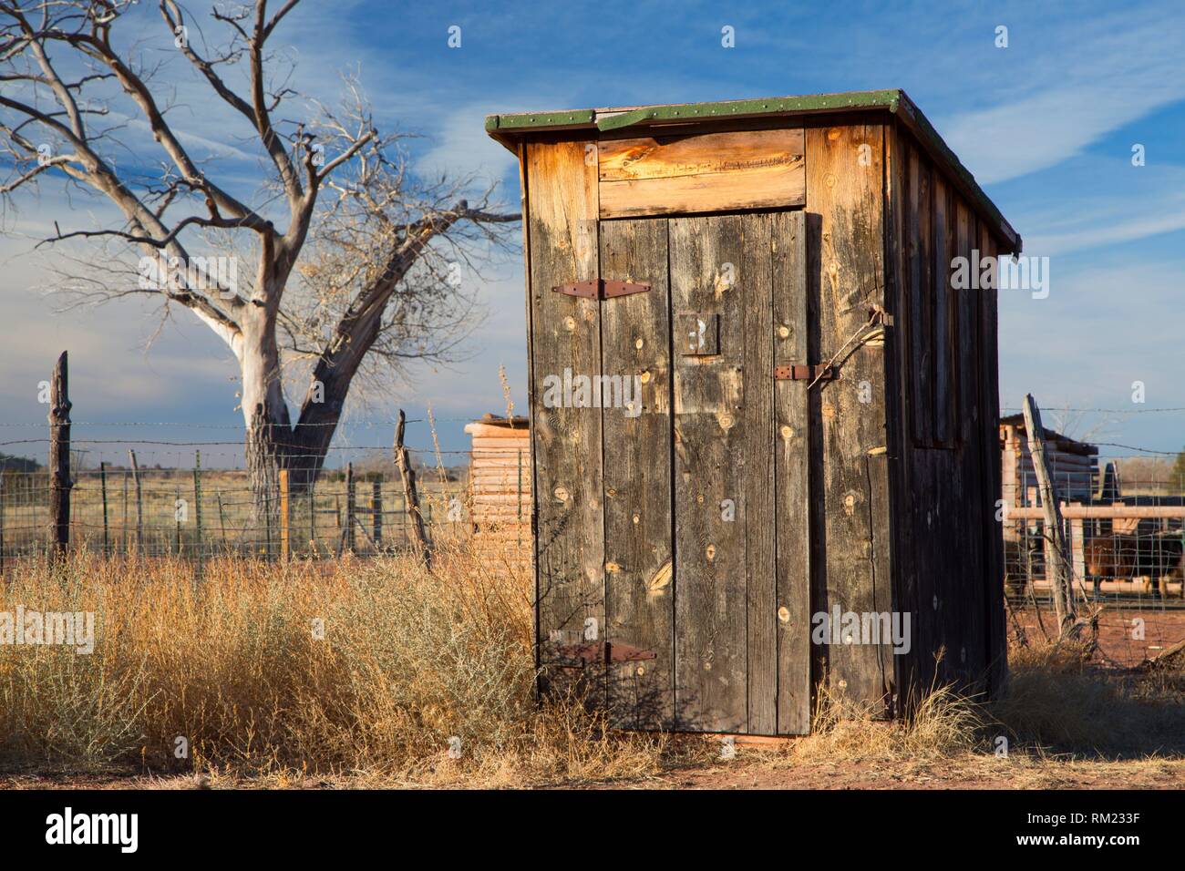 Outhouse, Hubbell Trading Post National Historic Site, Arizona. Stock Photo