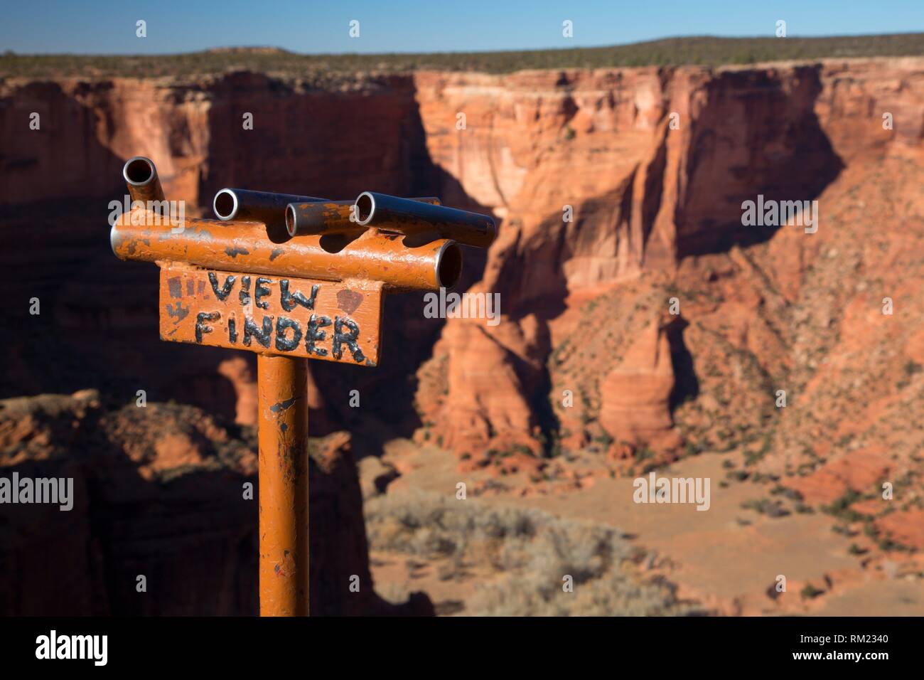 Face Rock Overlook view finder, Canyon de Chelly National Monument, Arizona. Stock Photo