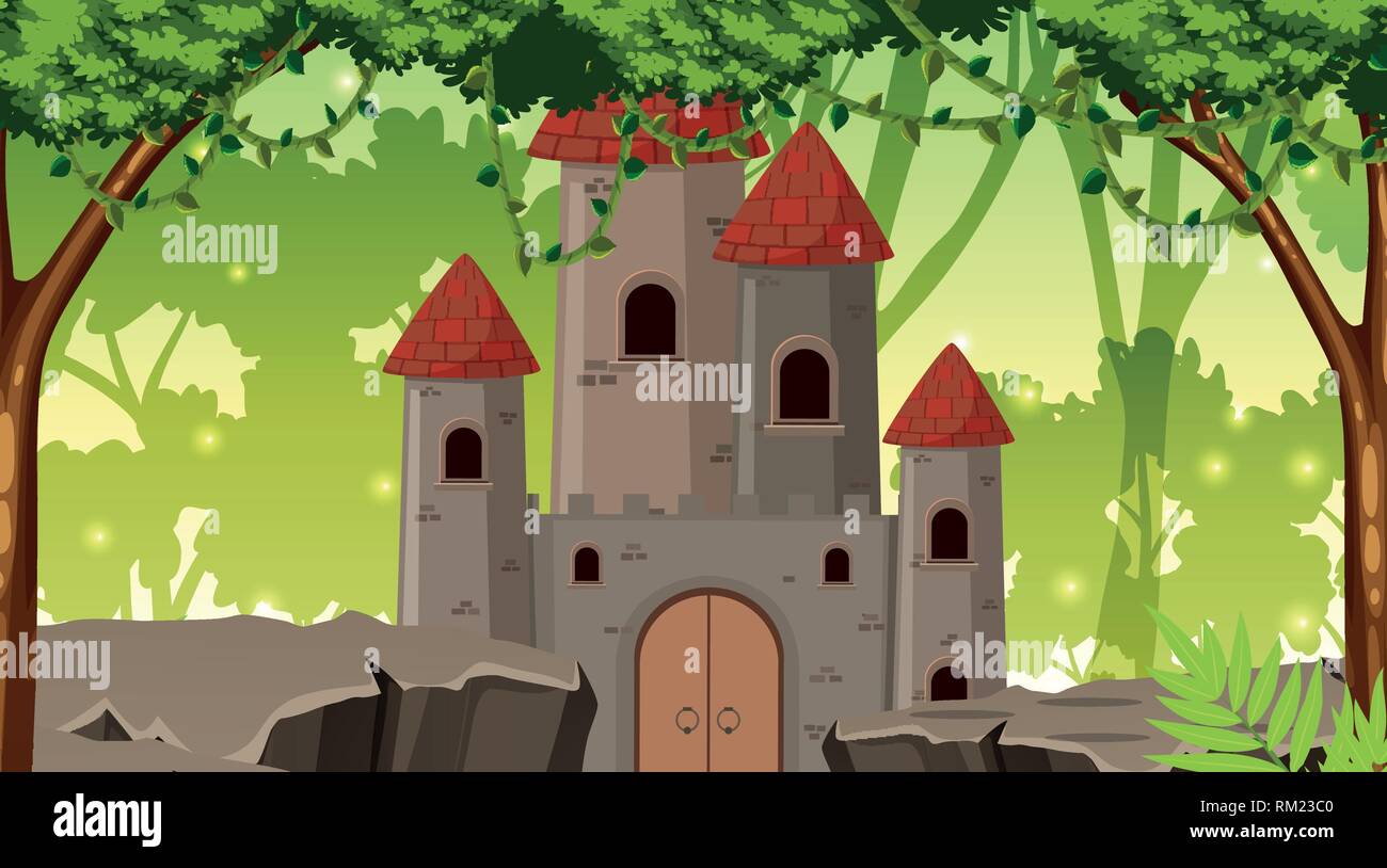 A castle in forest illustration Stock Vector Image & Art - Alamy