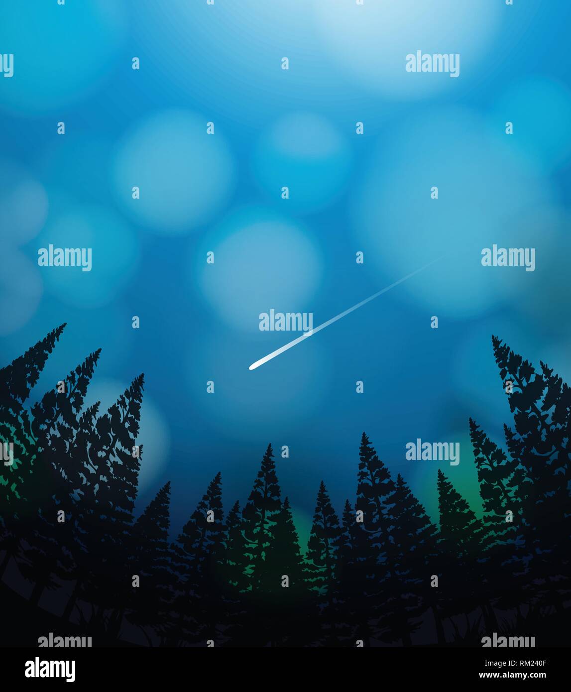 A meteor shower on sky illustration Stock Vector