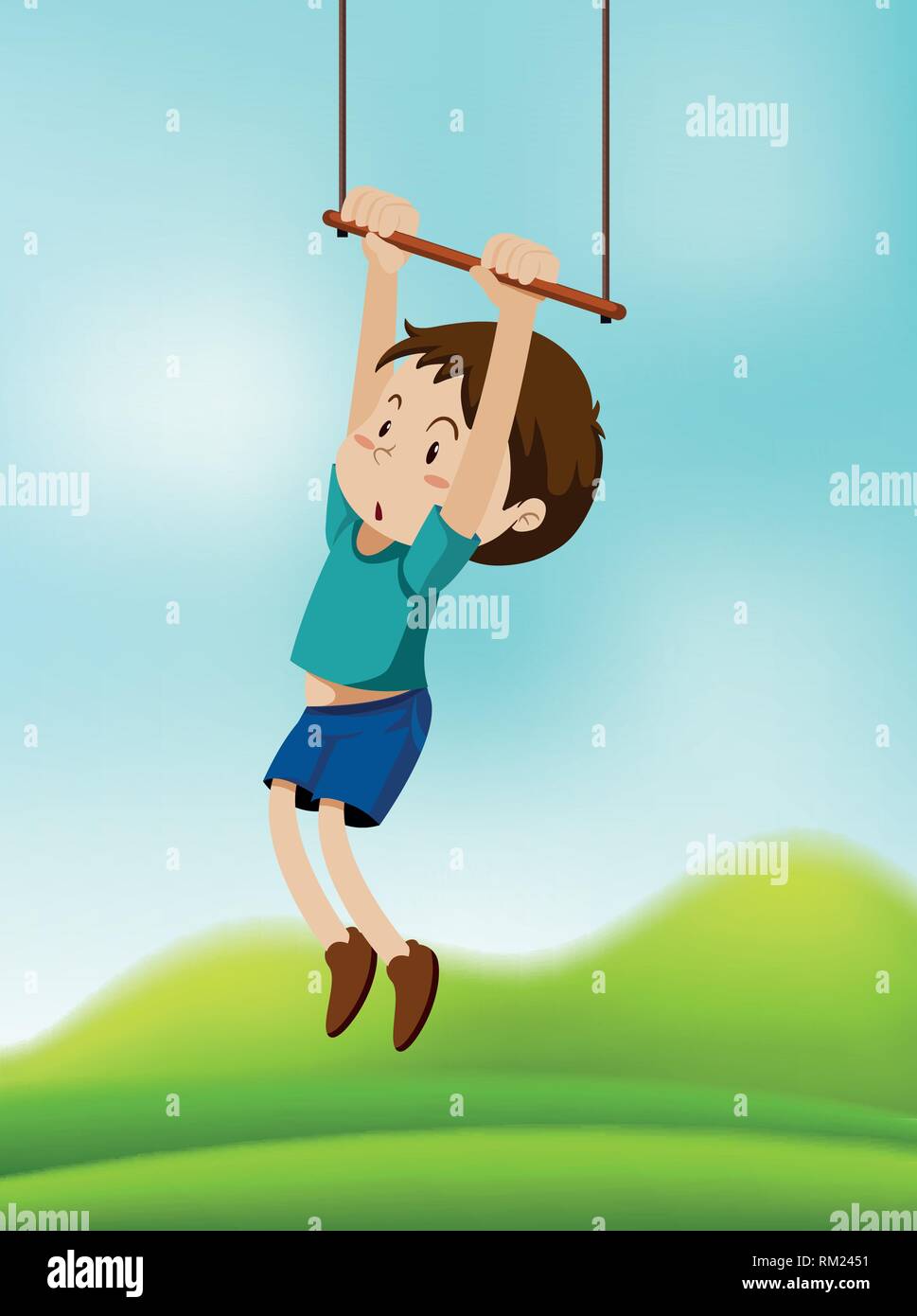 A boy hanging on swing illustration Stock Vector Image & Art Alamy