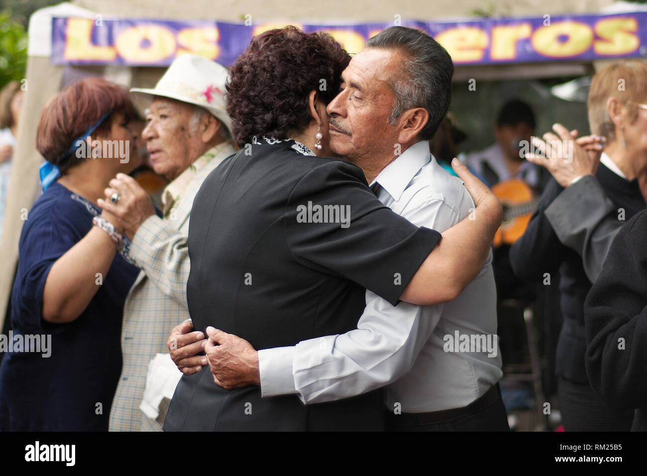 Mexico City, Mexico - 2017: Senior adults dance to live music every Sunday at Coyoacan district Stock Photo