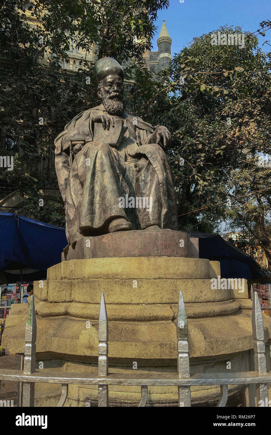 12-02-2019- dadabhai naoroji statue near flora fountain, mumbai, maharashtra, India, Asia Stock Photo