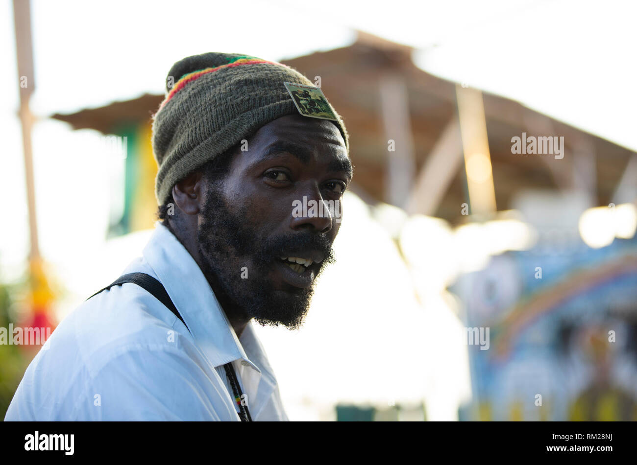 Blue Mountain, St. Andrew / Jamaica - February 2, 2019: Portrait of a Rastafarian at the Rasta Village St. Andrew, Jamaica Stock Photo