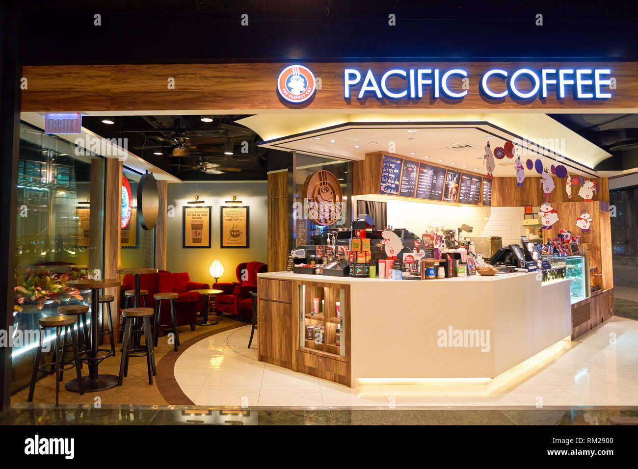 HONG KONG CIRCA NOVEMBER, 2016 a Pacific Coffee branch in Hong Kong