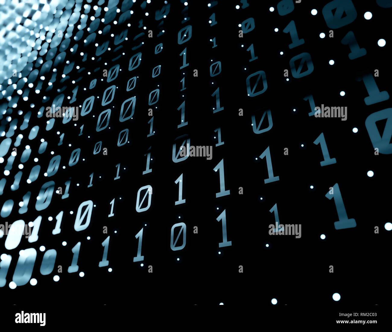 Network matrix composed of binary codes, data transmission and storage Stock Photo