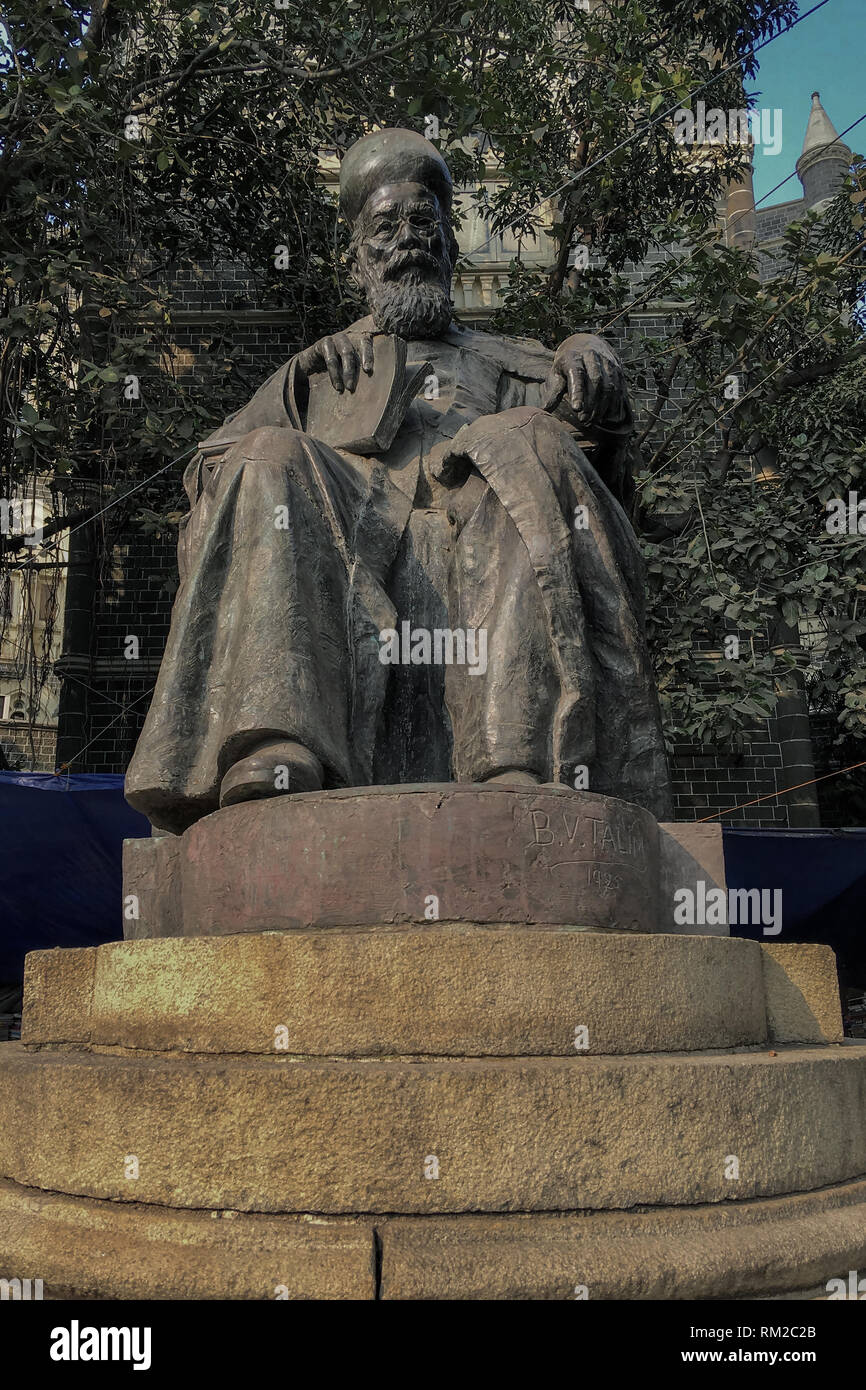 12-02-2019- dadabhai naoroji statue near flora fountain, mumbai, maharashtra, India, Asia Stock Photo