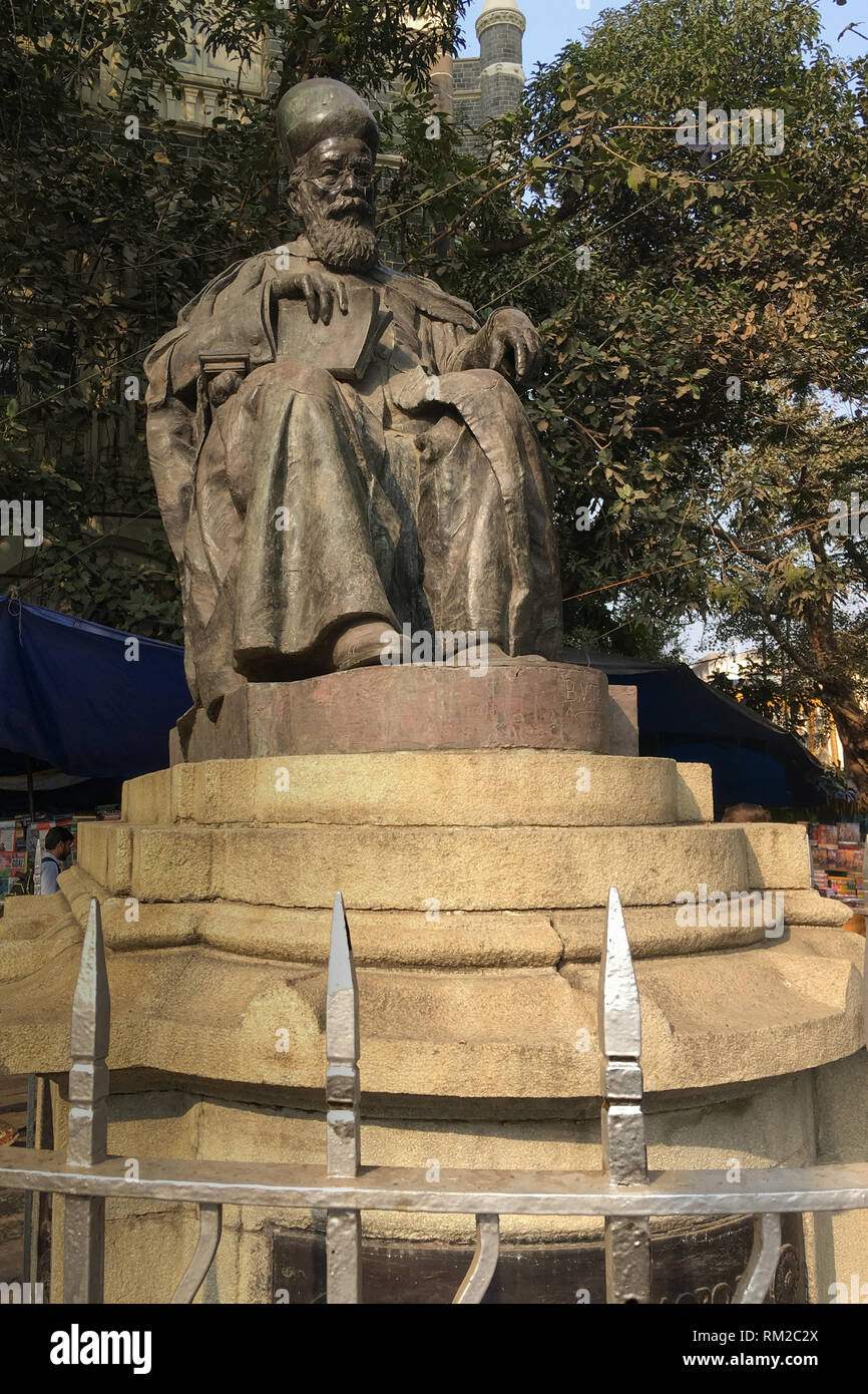 12-02-2019- dadabhai naoroji statue near flora fountain, mumbai, maharashtra, India, Asia Stock Photo