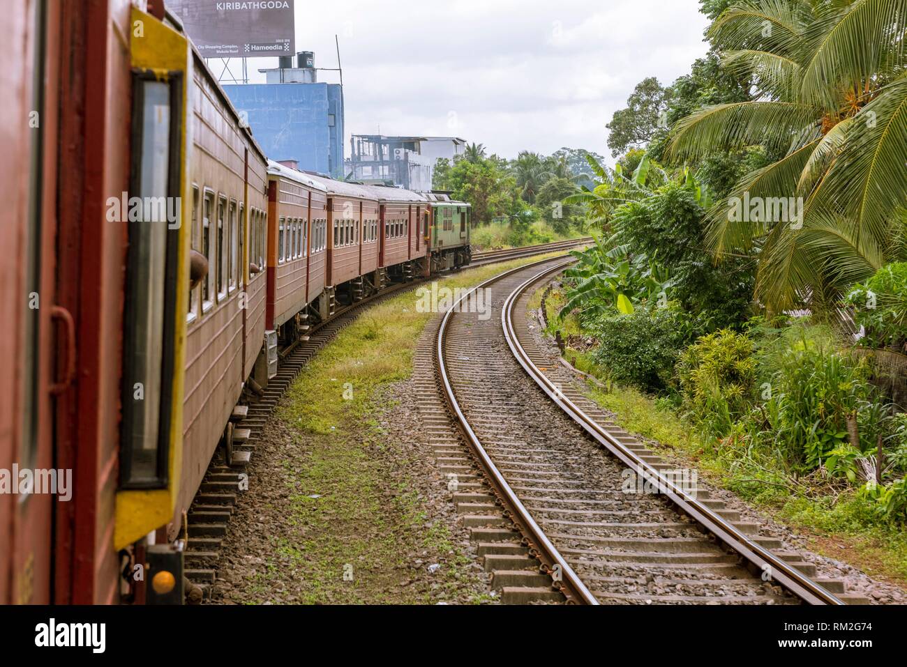 Railway Track and Train from Colombo to Kandy, Western Province, Sri