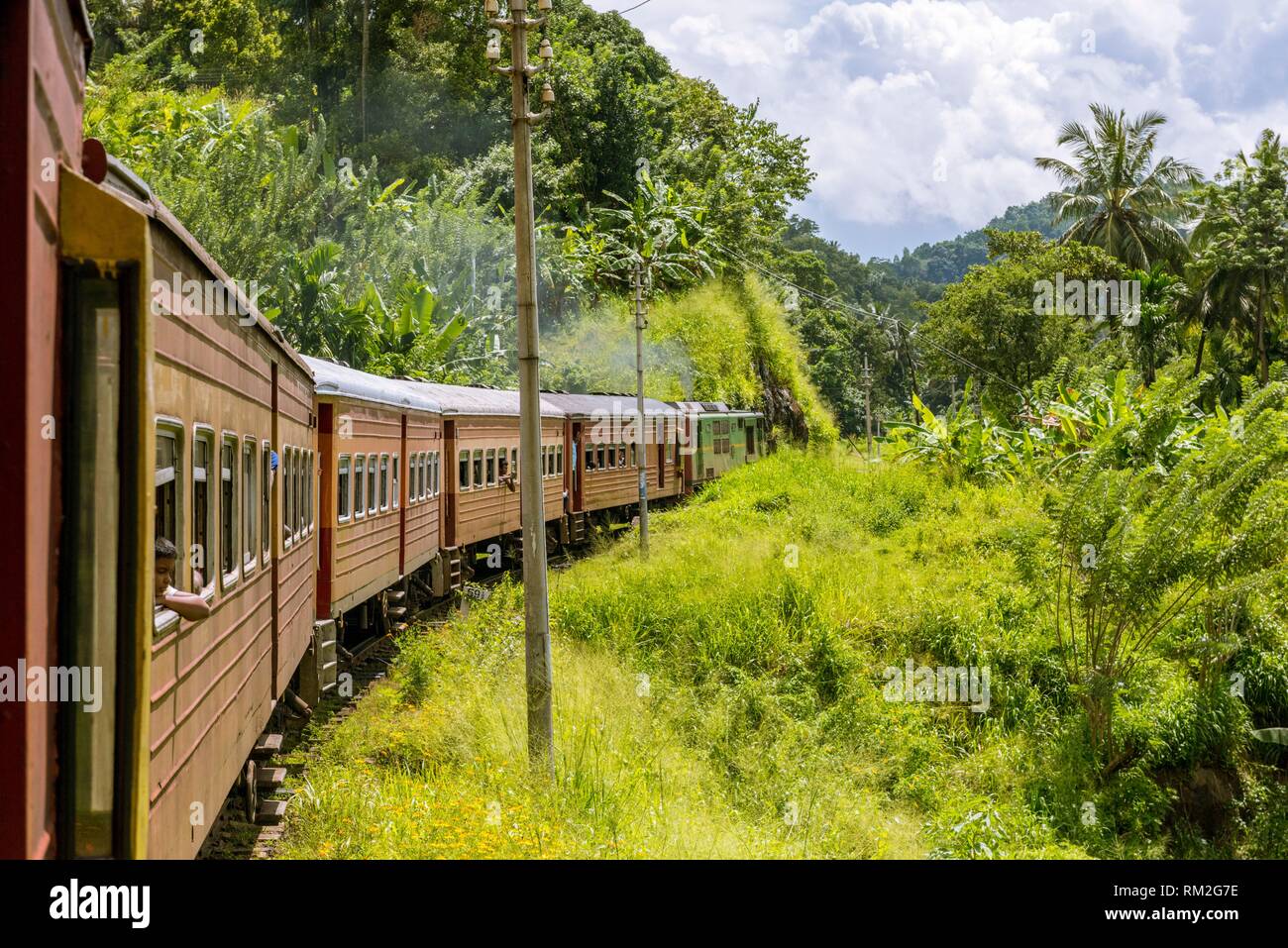 Railway Track and Train from Colombo to Kandy, Central Province, Sri