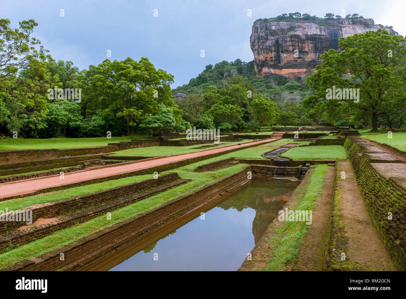 A pool in the Water Gardens complex of Sigiriya Lion Rock Fortress, Ancient City of Sigiriya, North Central Province, Sri Lanka, Asia. Stock Photo