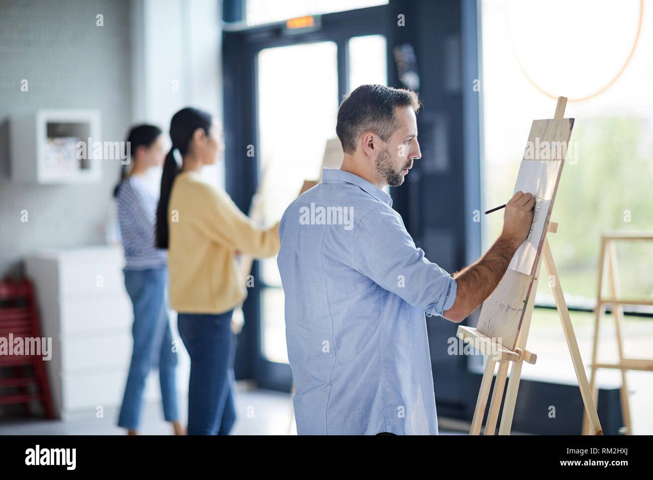 Students painting Stock Photo