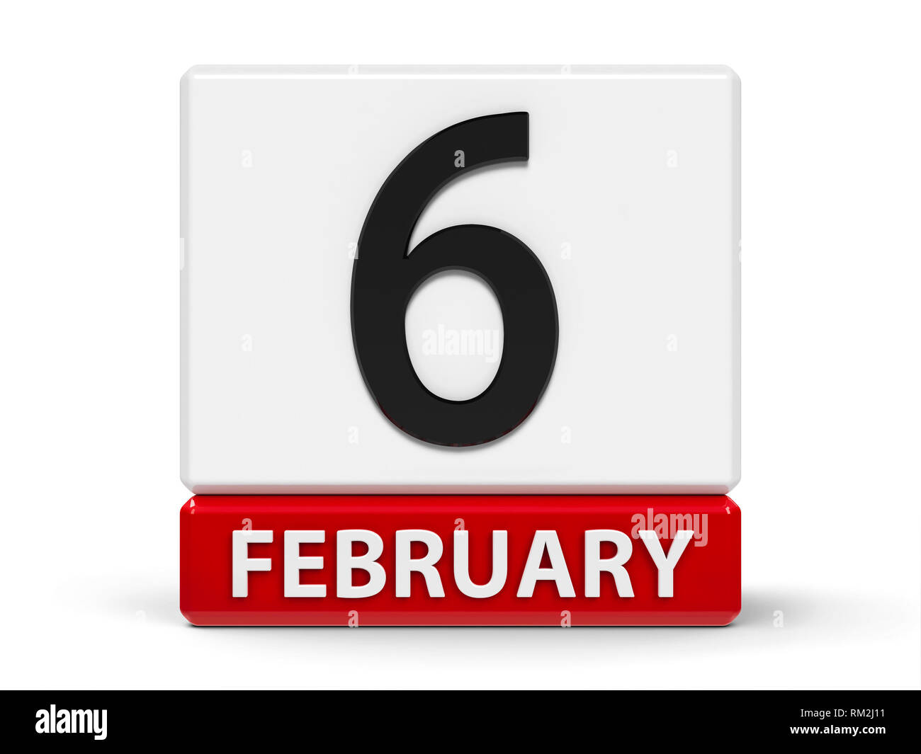 Red and white calendar icon from cubes - The Sixth of February - on a ...