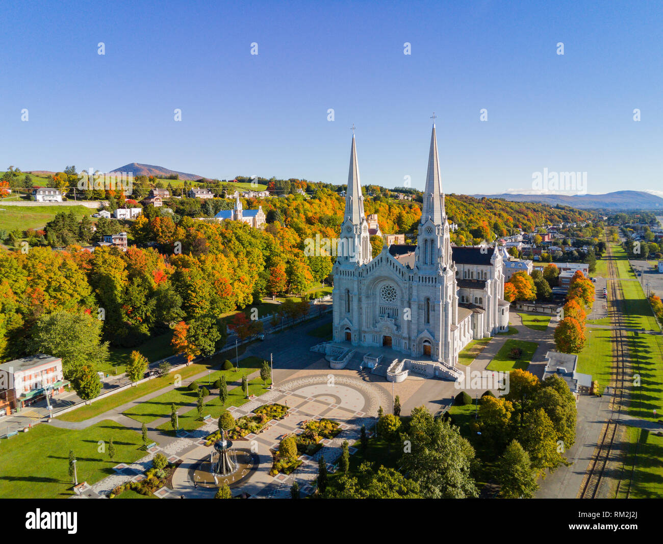 Aerial view of the Basilica of SainteAnnedeBeaupre church with