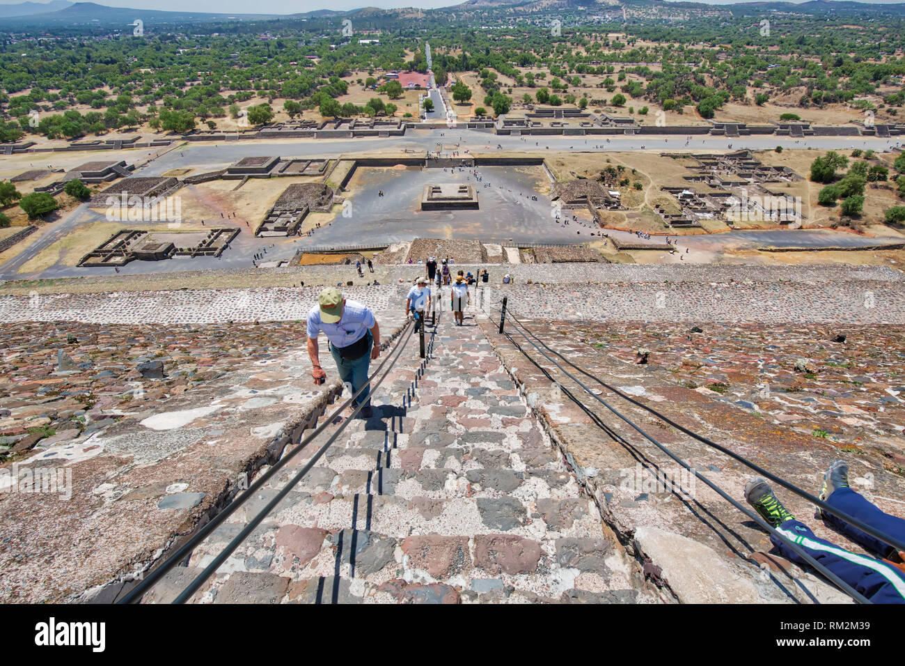 Mexico City, Mexico21 April, 2018 Tourists climbing landmark ancient