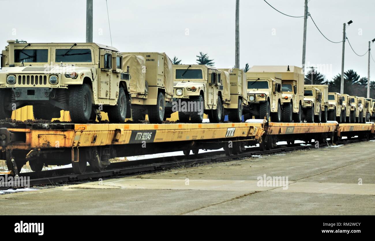 Military vehicles and equipment with the 389th Engineer Battalion is