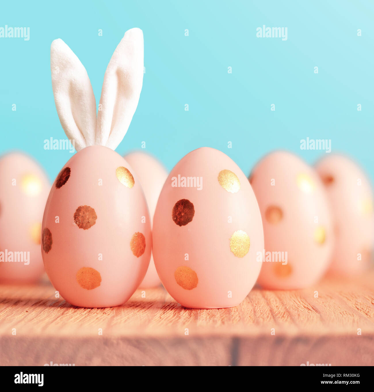 Easter eggs with bunny ears. Minimal concept Stock Photo