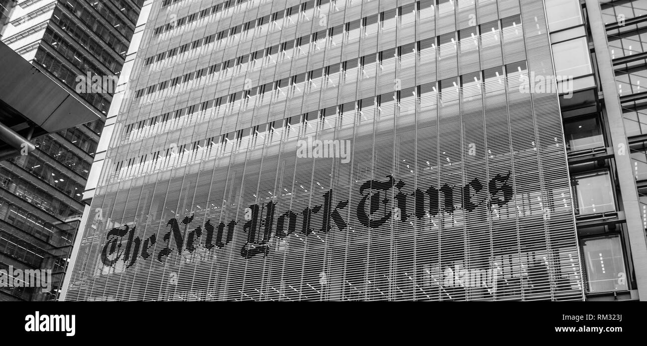 New York, USA - September 29, 2016: The New York Times Building is a skyscraper on the west side of Midtown Manhattan, New York City Stock Photo