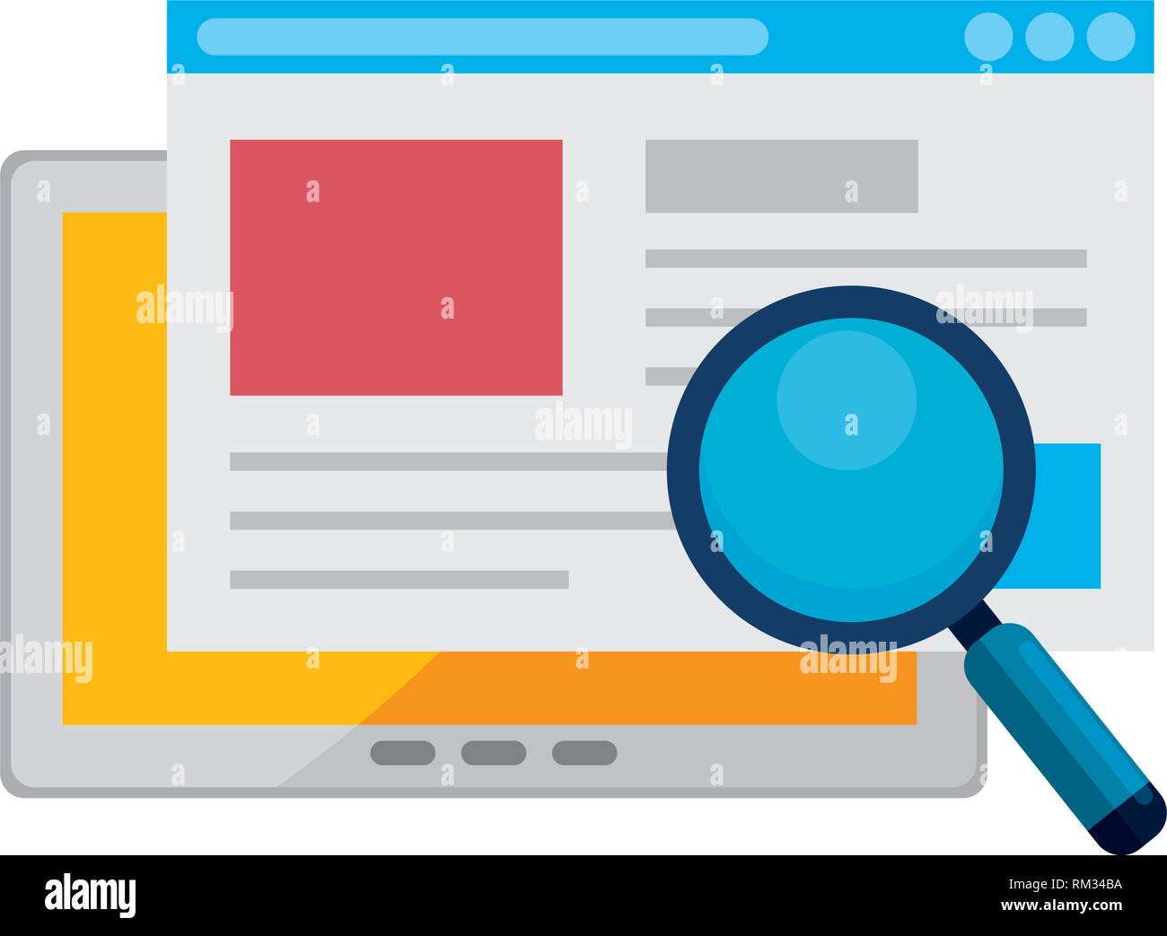 tablet device with magnifying glass vector illustration design Stock ...