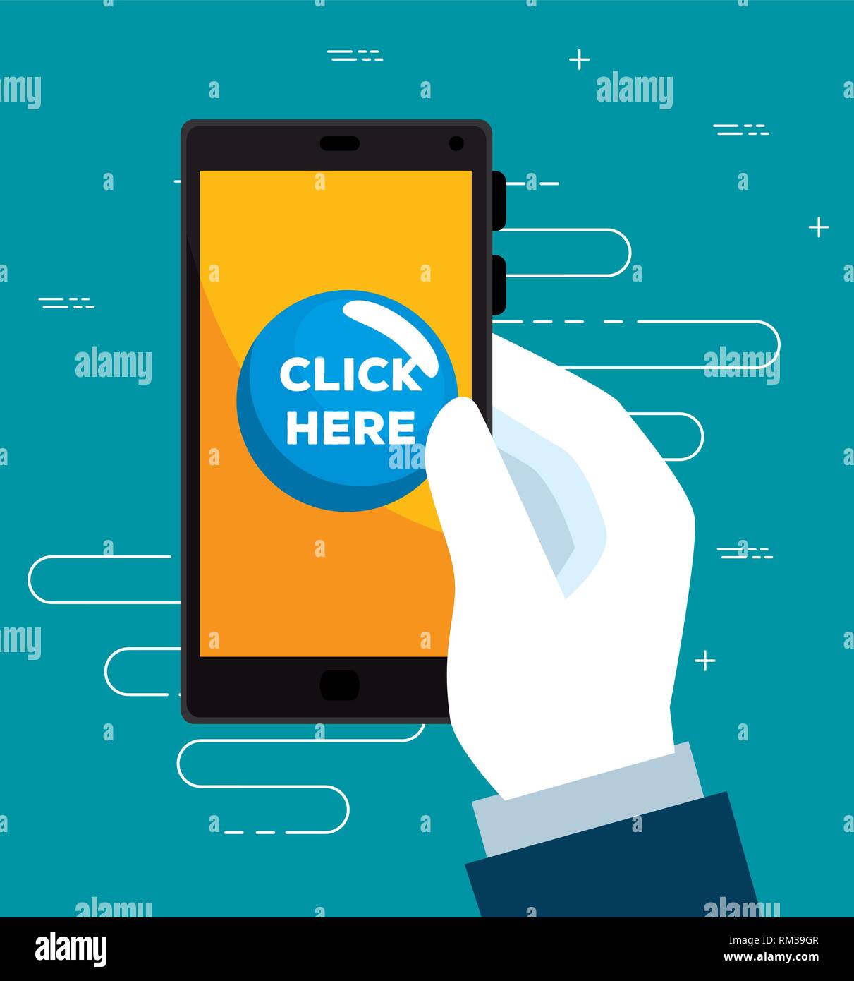 smartphone in the hand and touch mouse cursor Stock Vector Image & Art ...