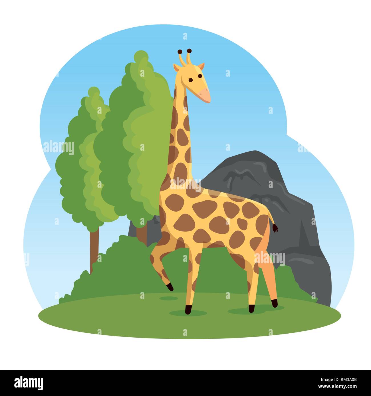 cute giraffe wild animal reserve Stock Vector Image & Art - Alamy