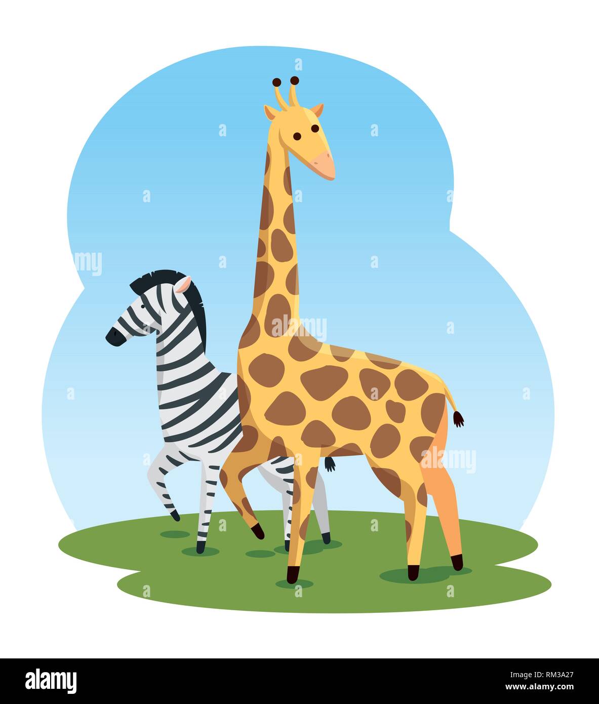 cute zebra and giraffe wild animals Stock Vector Image & Art Alamy