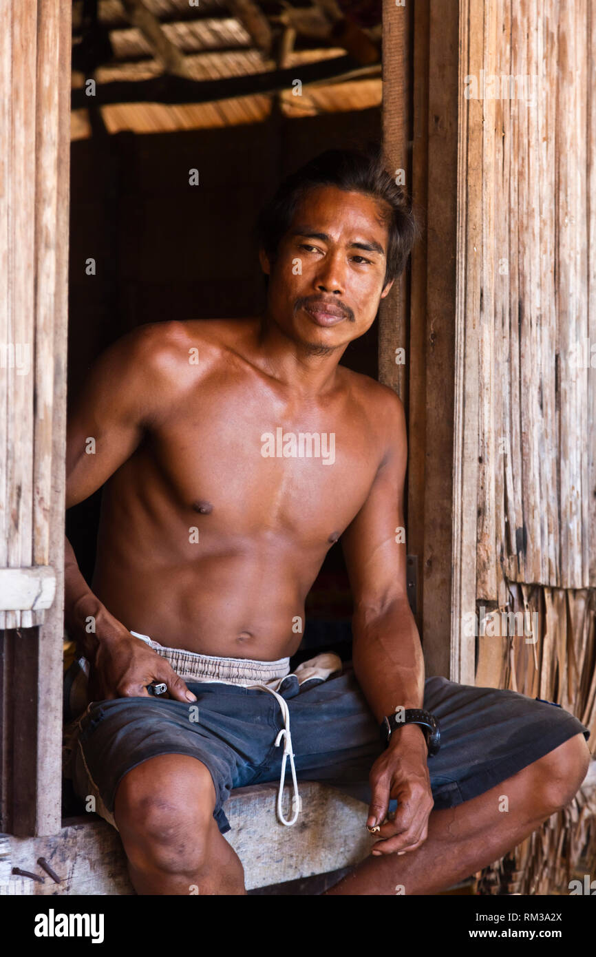 A local man in the MOKEN VILLAGE on KO SURIN THAI ISLAND in MU KO SURIN NATIONAL PARK - THAILAND Stock Photo