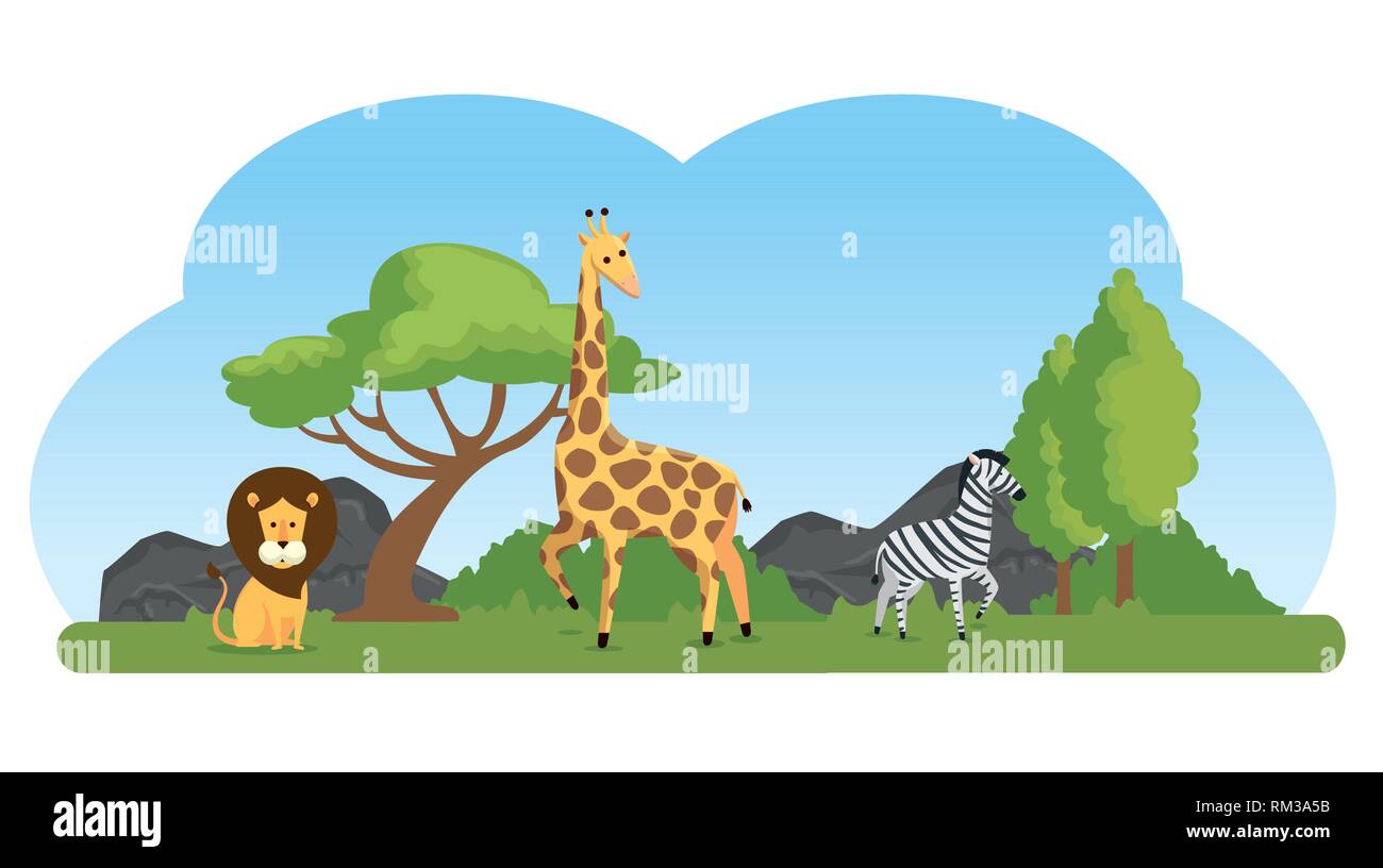 cute wild animals in the natural reserve Stock Vector Image & Art - Alamy