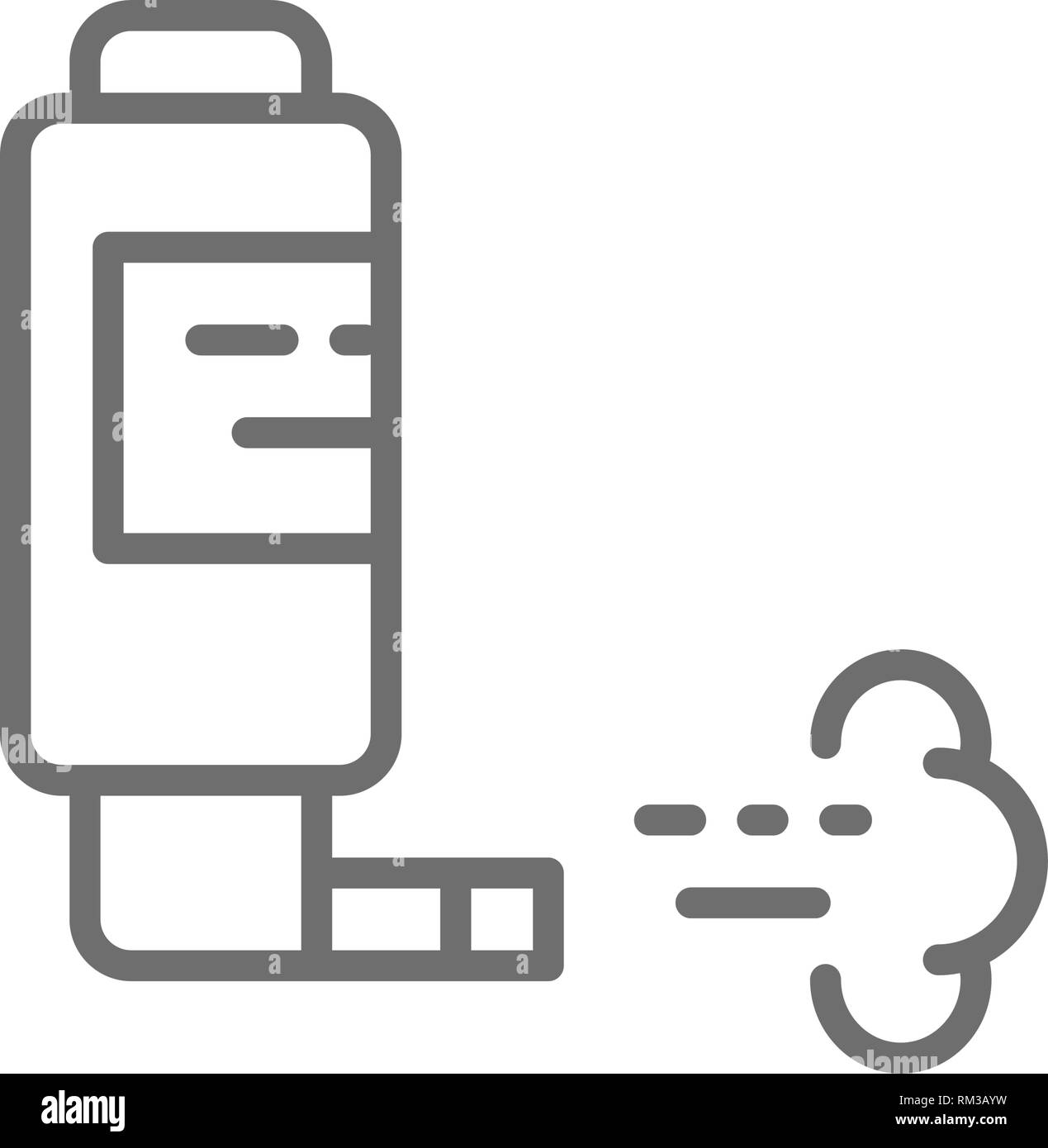 Inhaler for asthma, inhalation spray line icon. Stock Vector