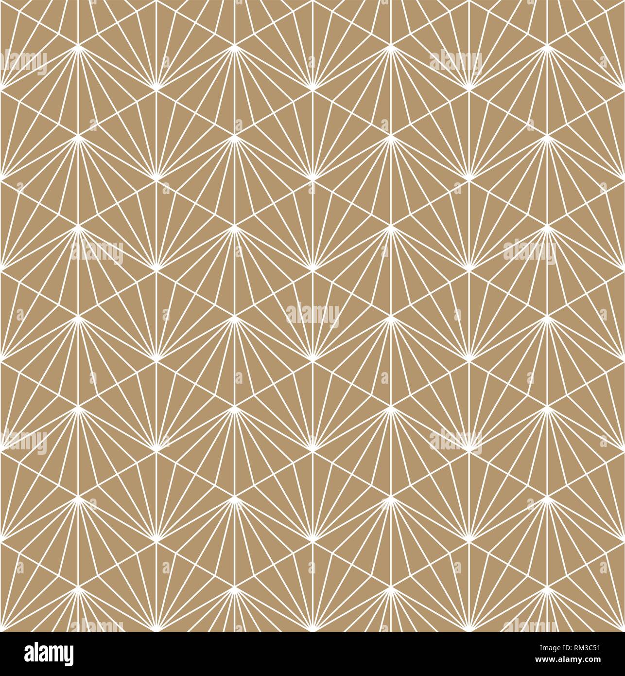 Seamless geometric pattern based on Japanese ornament Kumiko.Gold
