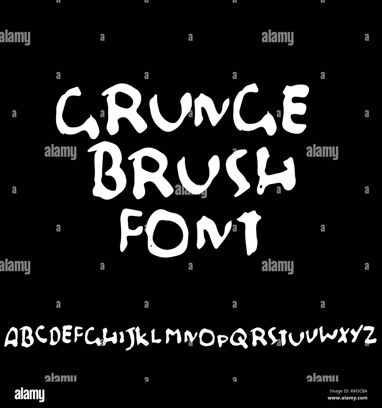 Simple alphabet letters. Handdrawn grunge ink font. Vector illustration ...