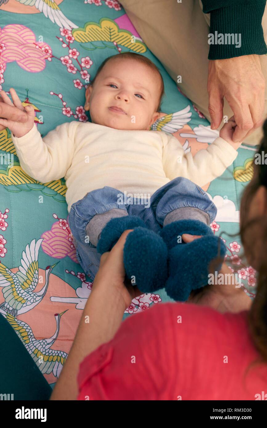 baby on blanket, family, age difference, generations, at Neuhofener