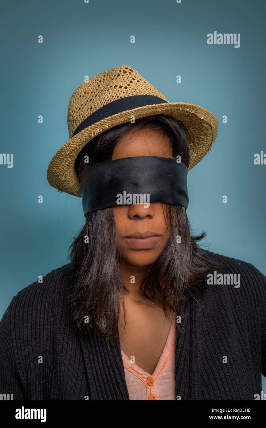 Woman in blindfold, Stock image