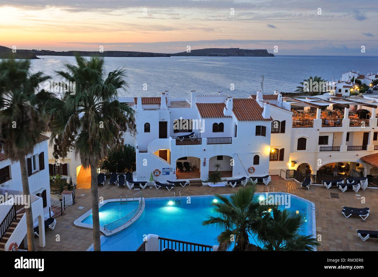 Tramontana Park Hotel at Platges de Fornells, seaside resort, Menorca, Balearic Islands, Spain, Europe. Stock Photo