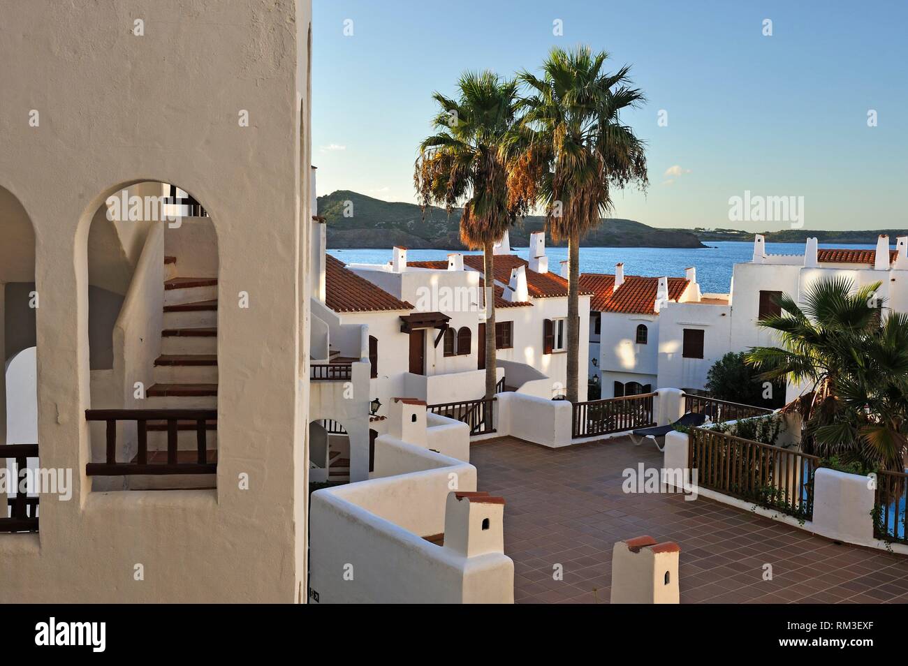 Tramontana Park Hotel at Platges de Fornells, seaside resort, Menorca, Balearic Islands, Spain, Europe. Stock Photo