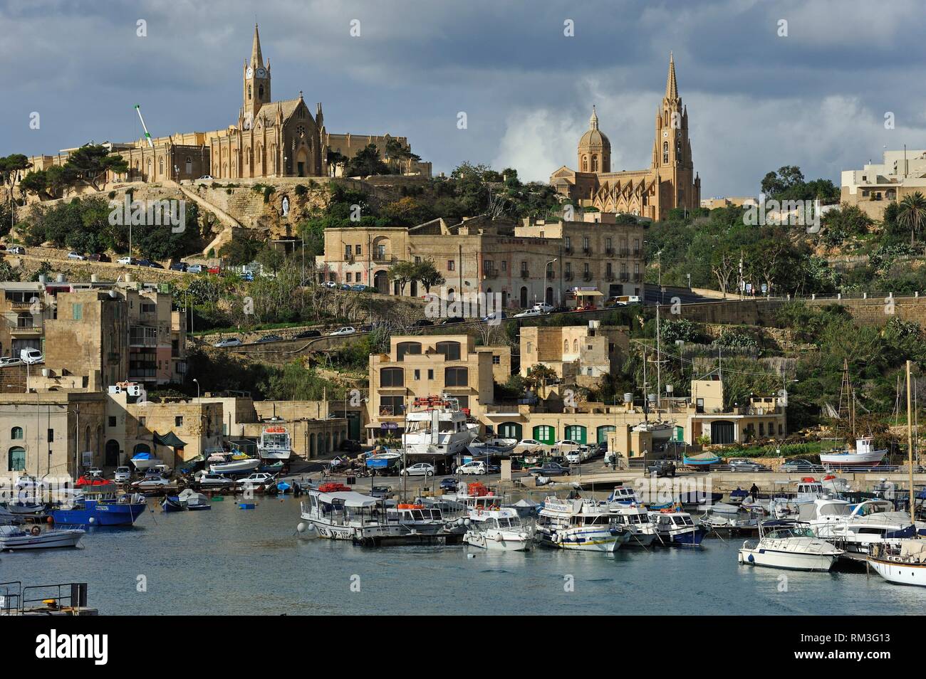 harbour of Mgarr, Gozo Island, Malta, Mediterranean Sea, Southern Europe. Stock Photo