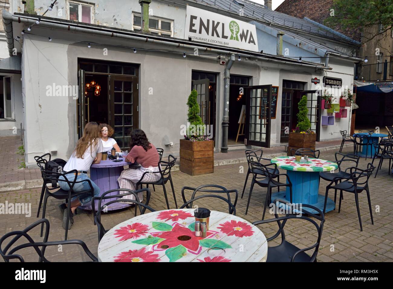 Enklawa restaurant & Cocktail Bar within Tytano, Urban Lifestyle Complex installed in a former tobacco factory, Dolnych Mlynow street, Krakow, Stock Photo